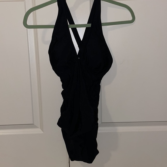 TEMPT Me black plunge one piece swimsuit XS NWT - Picture 2 of 7
